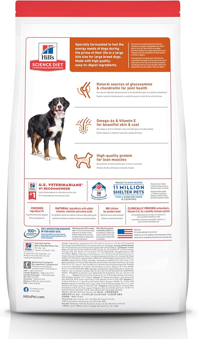 Hill's Science Diet Large Breed, Adult 1-5, Large Breed Premium Nutrition, Dry Dog Food, Chicken & Barley, 35 lb Bag