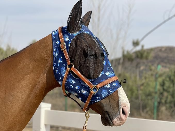 TGW RIDING Horse Fly Mask Super Comfort Horse Fly Mask Elasticity Fly Mask with Ears We Only Make Products That Horses Like (Spring Green, L)