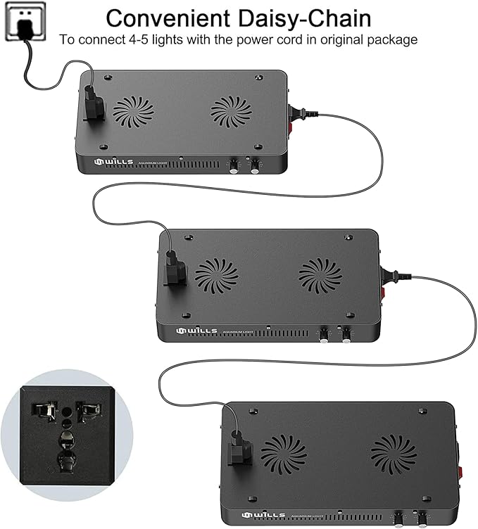 WILLS Aquarium Light, Dimmable Full Spectrum Fish Tank Light with 3 Dimming Modes & 55 Premium SMD Chips, 165W LED Aquarium Plant Light for Saltwater Freshwater Coral Reef (15.7"x8.3"x2.4")