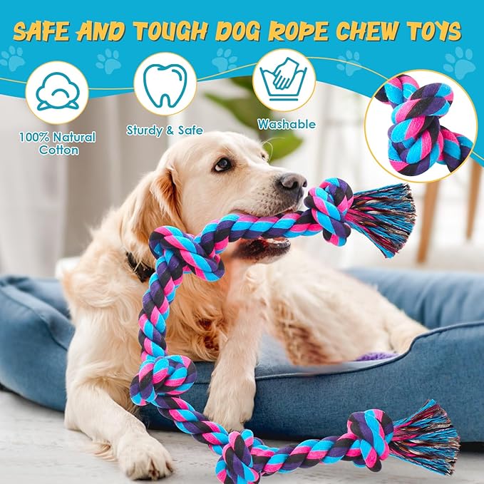 UPSKY Dog Rope Toy for Large Medium Dogs, Dog Chew Toy for Aggressive Chewers, Indestructible 3 Feet 5 Knots Rope Toy, Heavy Duty Tough Dog Toy, Interactive Tug of War Toy for Extra Large Dogs