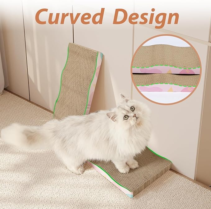 Cat Scratch Pad,2 pcs Large Cat Scratcher Cardboard with Premium Reversible Scratch Textures Design for Indoor Cat Use Wide Scratching Pad (2 PCS)