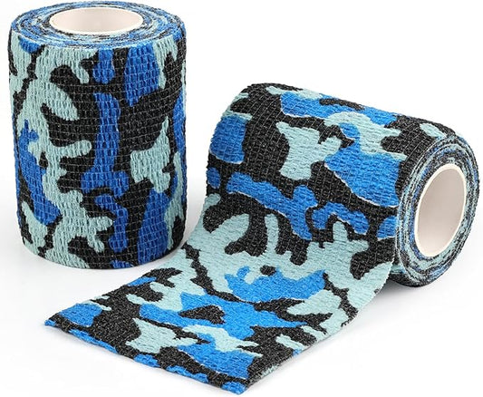 AUPCON Vet Wrap Cohesive Bandages Bulk Self Adhesive Bandage Wrap Self Adherent Wrap Non-Woven for Dogs Pet Animals & Ankle Sprains & Swelling 4 Inch x 5 Yards (2 Pack Ocean Camo)