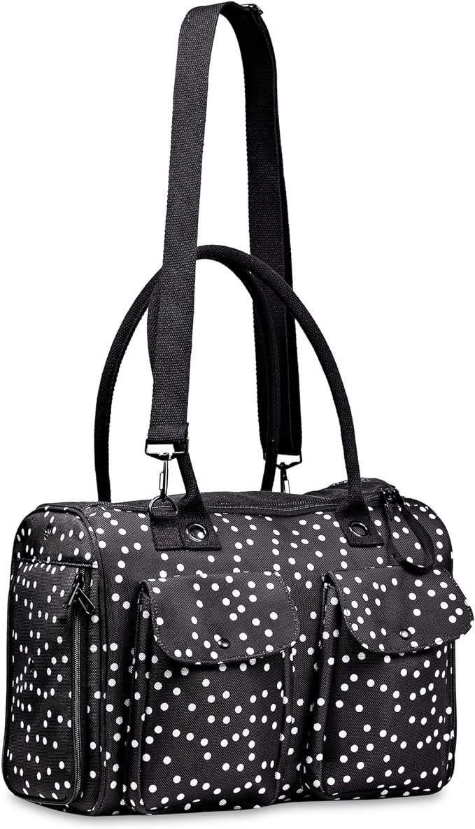 Fashion Dog Carrier Cat Carrier Rabbit Carrier- Soft Sided Pet Carrier Purse Bag - Breathable Mesh Airline Approved Pets Travel Tote Bag with Pockets (Black Polka dot)