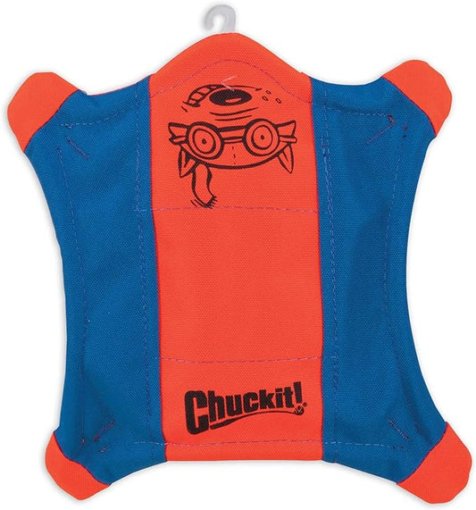 Chuckit Flying Squirrel Fetch Dog Toy, Size Small (8.25"" Diameter), Orange & Blue, for Small Dog Breeds