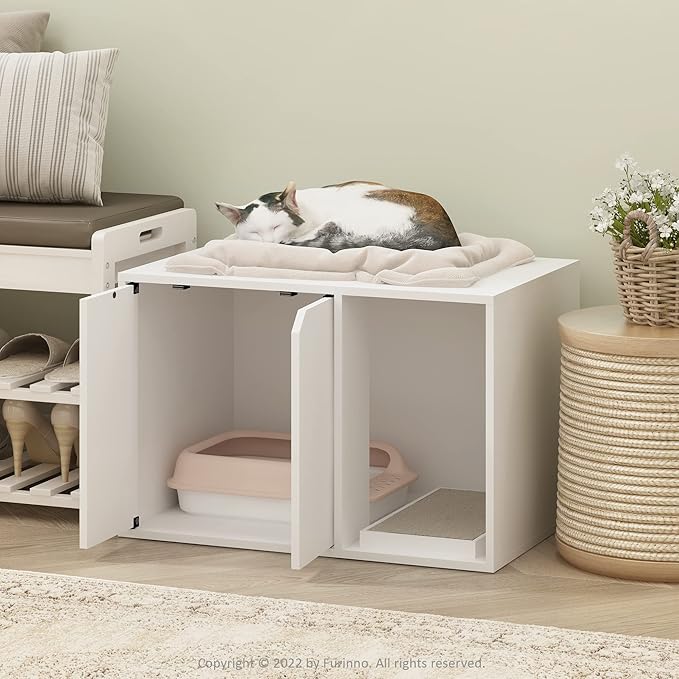 Furinno Peli Litter Box Enclosure, Small, Solid White