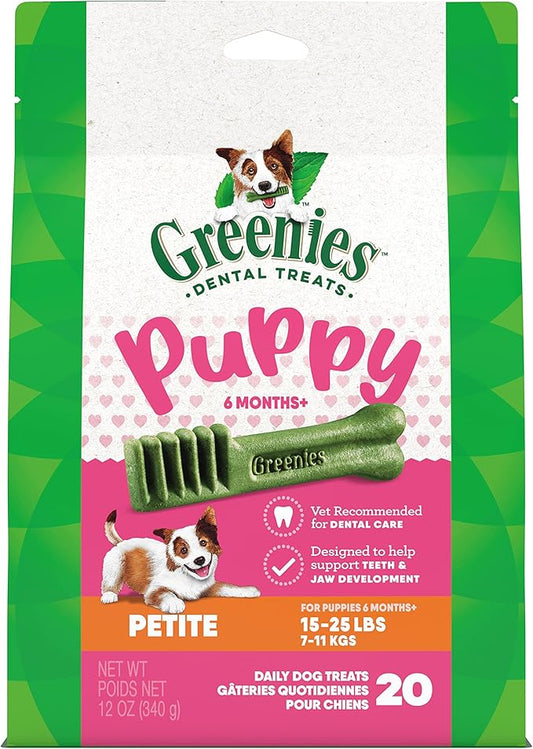 Greenies Puppy 6+ Months TEENIE Natural Dental Care Dog Treats, 12 oz. Pack (20 Treats)