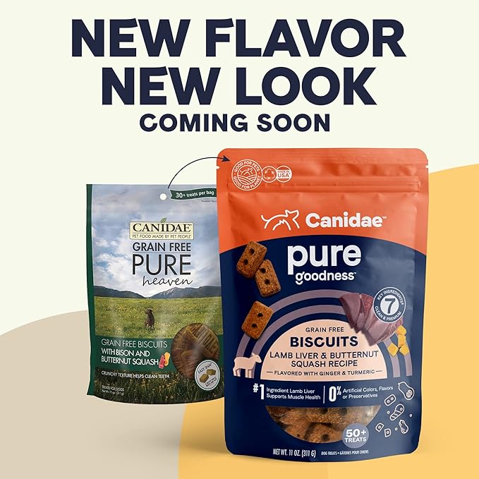 CANIDAE Pure Dog Treat Biscuits with Lamb Liver & Butternut Squash, 11 oz, Grain Free