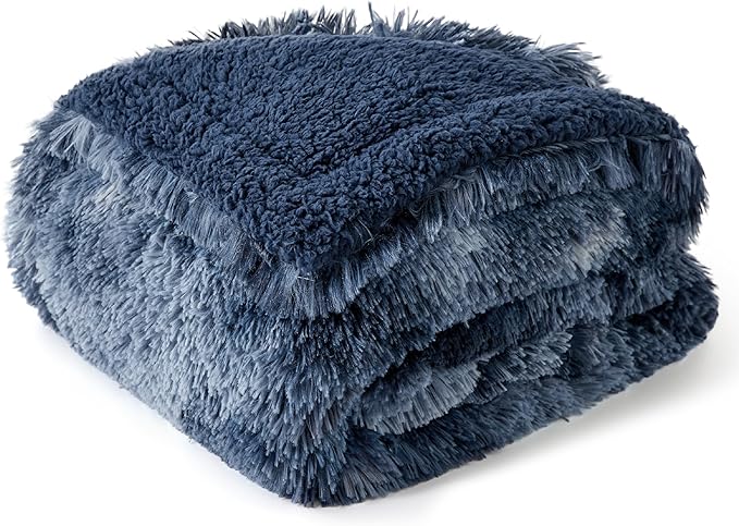 Bedsure Waterproof Dog Blankets for Medium Dogs - Calming Cat Blanket for Couch Protector Washable, Long Faux Fur Pet Throw Blanket for Puppy, Reversible Furniture Protection, 30"x40", Tie-dye Navy