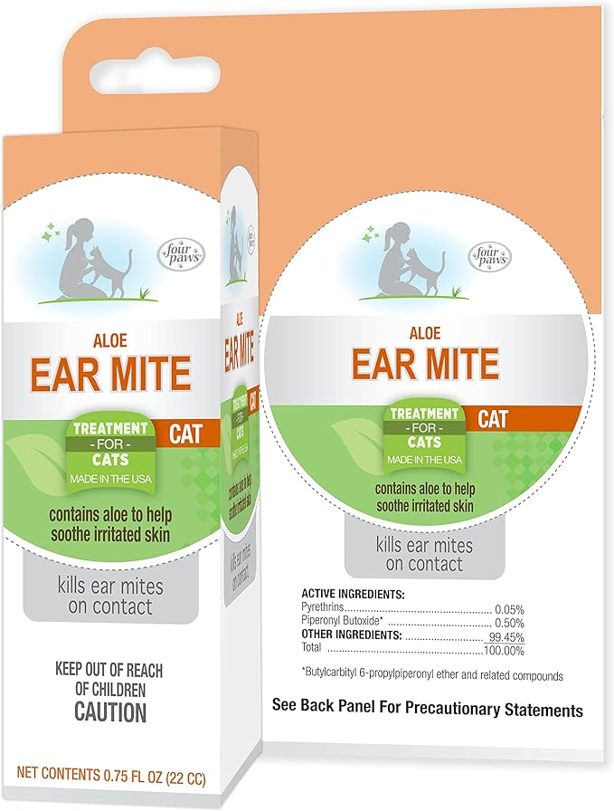 Four Paws Healthy Promise Aloe Ear Mite Treatment for Cats 0.75 Fl. Oz.