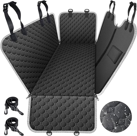 Mancro Dog Car Seat Cover for Back Seat, Waterproof Car Seat Protector for Dogs with Side Flaps, Scratchproof Dog Backseat Cover, Durable Nonslip Dog Hammock for Sedans, Trucks, SUVs, Standard