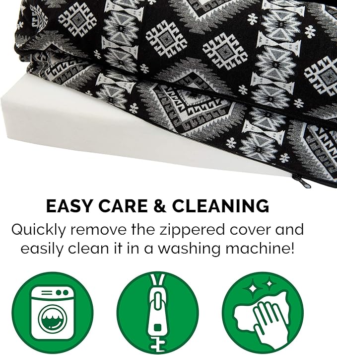 Furhaven Orthopedic Dog Bed for Large Dogs w/ Removable Bolsters & Washable Cover, For Dogs Up to 125 lbs - Plush & Southwest Kilim Woven Decor Sofa - Black Medallion, Jumbo Plus/XXL