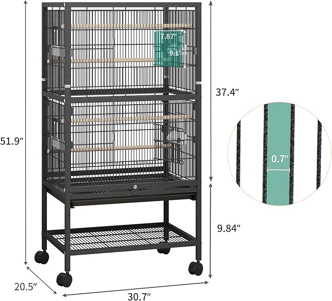 YITAHOME 52 inches Birdcage Cover and Bird Cage Seed Catcher, Bird Cages for Parakeets, Parrot, Cockatiel, Pigeon, Flight cage for Birds