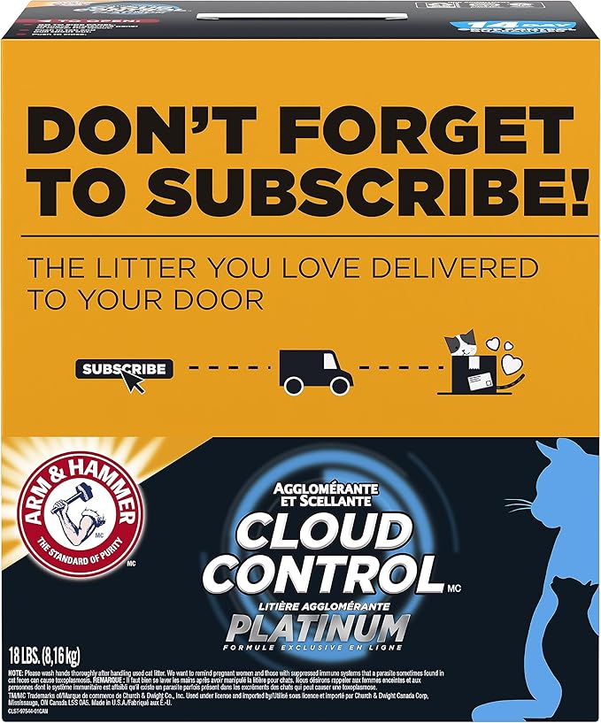 Arm & Hammer Cloud Control Platinum Multi-Cat Clumping Cat Litter with Hypoallergenic Light Scent, 14 Days of Odor Control, 18 lbs, Online Exclusive Formula