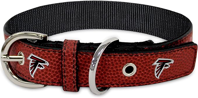 Pets First Tough Leather Pet Collar NFL Atlanta Falcons Premium Dog Collar, Limited Edition, Size Medium. Best & Strongest Heavy-Duty Dog Collar!, 16-20" Long & 1" Wide, ATL-3081-MD