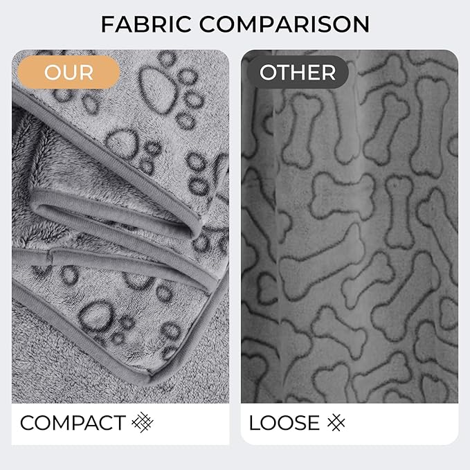 Luciphia 1 Pack 2 Pet Blankets for Dogs Cats, Fleece Print Dog Cat Blankets for Small Medium Large Puppy Kitten, Grey Paw Large(41x31 inch)