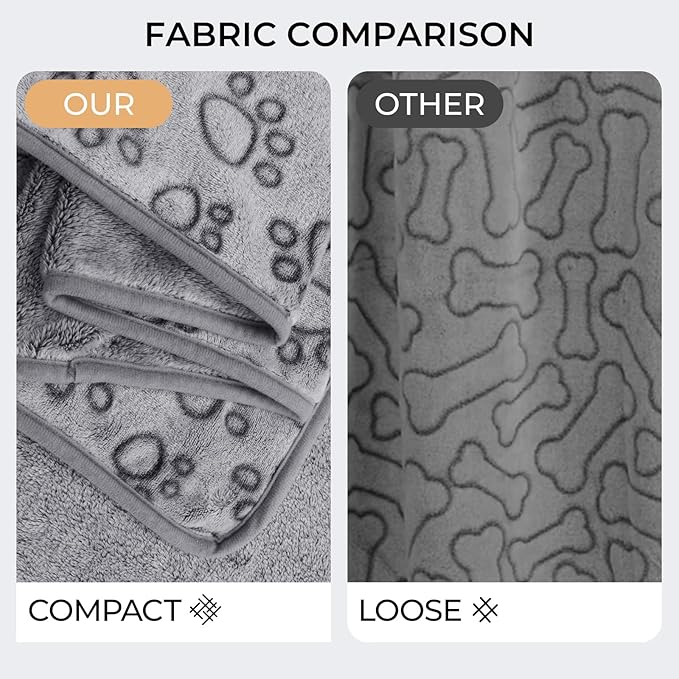 Luciphia 1 Pack 2 Pet Blankets for Dogs Cats, Fleece Print Dog Cat Blankets for Small Medium Large Puppy Kitten, Grey Paw Medium(30x20 inch)