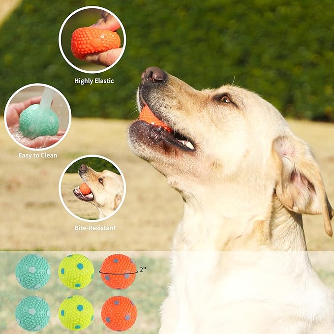 Automatic Ball Launcher for Dogs, 4 Launch Distance Modes, 2-inch Small Balls Included, Suitable for Small to Medium Sized Dogs (Blue with Latex Balls)