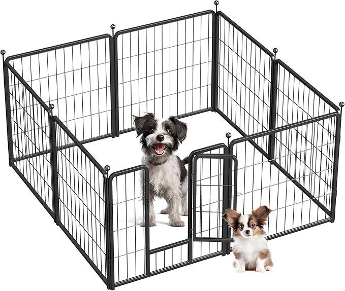 Simple Deluxe Dog Playpen Outdoor, Portable Dog Playpen for Travel, Camping, 24" Height 8 Panels Heavy Duty Dog Pen for Puppies/Small Dogs, Black