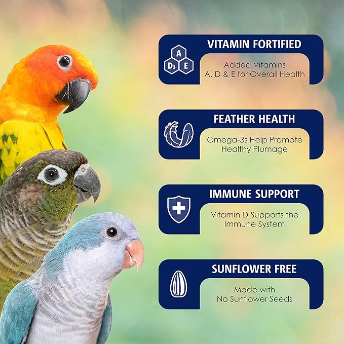 Vitakraft Vita Smart Gourmet Conure Food - Vitamin-Fortified - Daily Pet Bird Food for Conures and Small Parrots