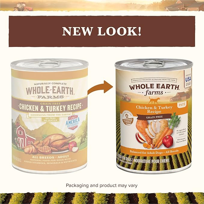 Whole Earth Farms Grain Free Chicken and Turkey Recipe Canned Dog Food - 12.7 oz Can