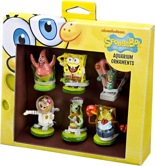 Penn-Plax Officially Licensed Spongebob 6 Piece Mini Aquarium Ornament Set – Great for Saltwater and Freshwater Tanks