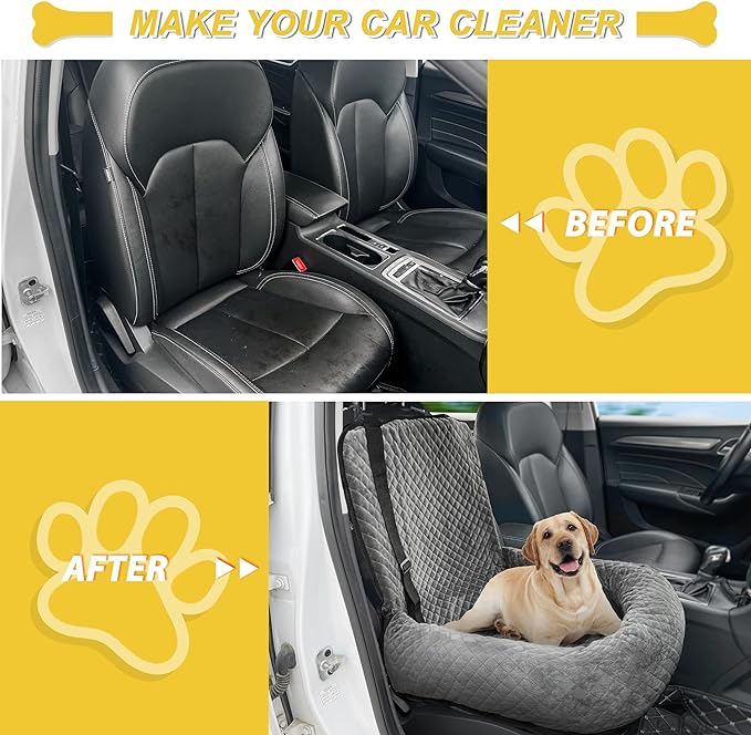 Dog Car Seat Pet Booster Car Seat for Small Mid Dogs, Dog Car Seat is Safe and Comfortable, and can be Disassembled for Easy Cleaning, Comfy Ultra Soft Car Travel Bed