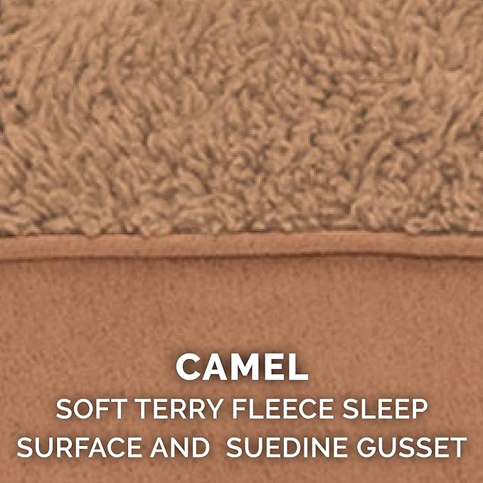 Furhaven Cooling Gel Dog Bed for Small Dogs w/ Removable Washable Cover, For Dogs Up to 20 lbs - Terry & Suede Mattress - Camel, Small