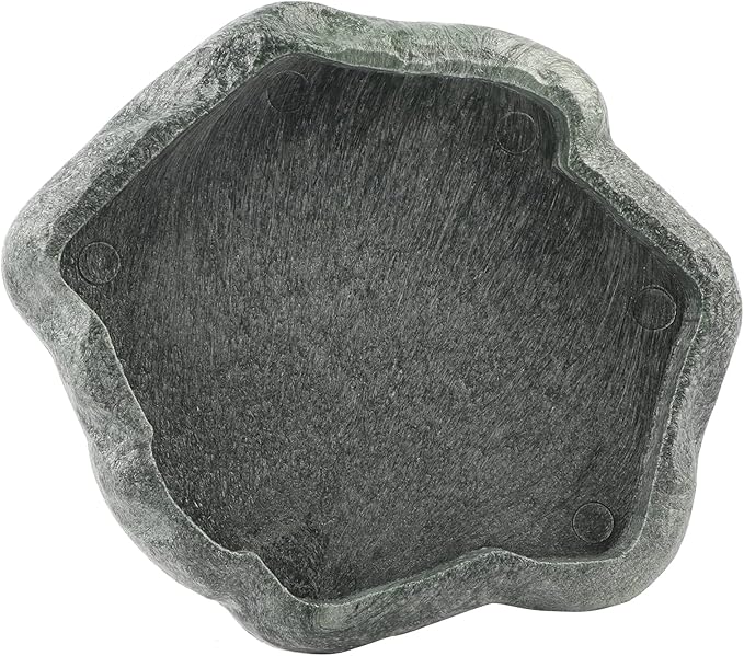 DAUERHAFT Reptile Food and Water Dish Feeder Bowl, Reptile Rock Food Dish for Tortoise Lizard Bearded Dragon Frog Leopard Gecko Snake Chameleon (Black)