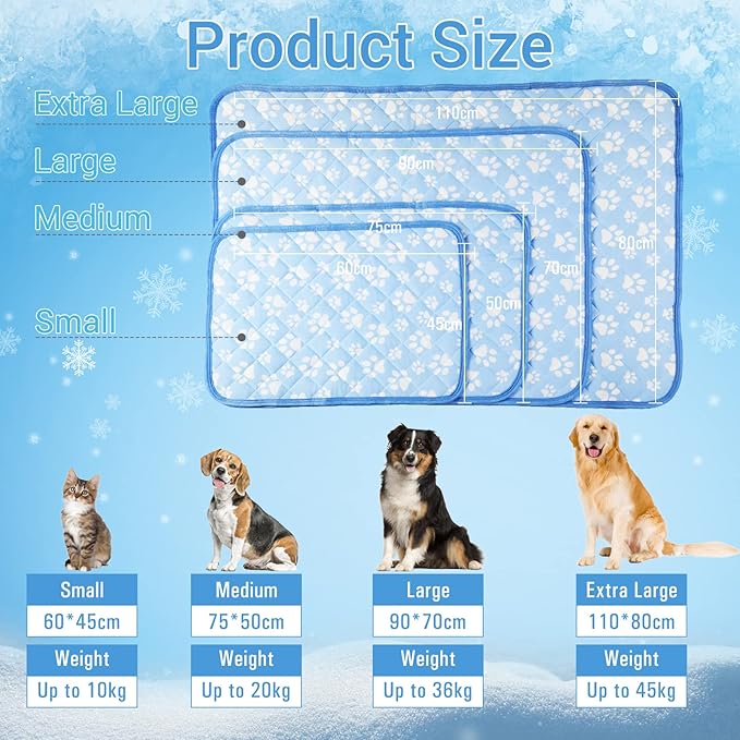 Upgrade Self-Cooling Mat for Dogs Extra Large, 44'' x 32'' - Endothermic Color Changing Arc-Chill Cooling Fiber - Washable Non-Toxic Summer Pet Outdoor Bed, Non-Slip&Foldable