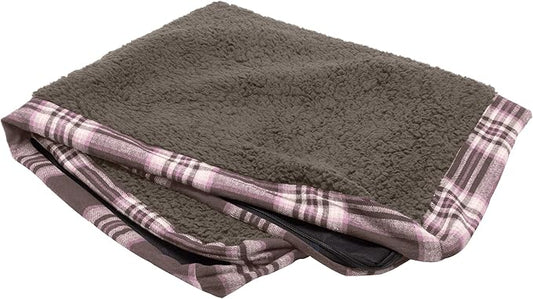 Furhaven Replacement Dog Bed Cover Sherpa & Plaid Flannel Mattress, Machine Washable - Java Brown, Small