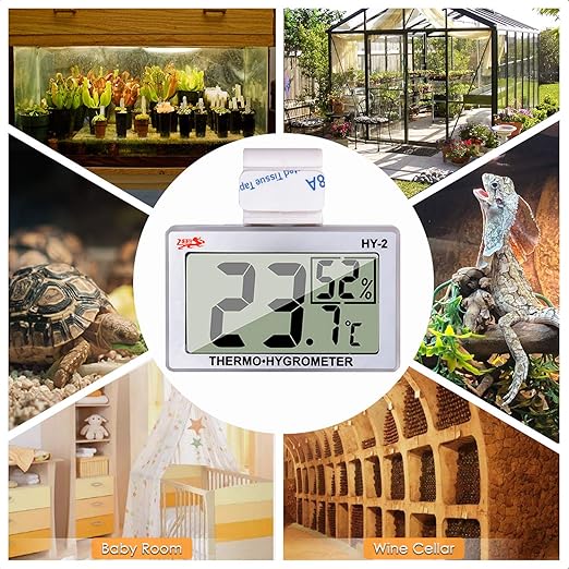 capetsma Reptile Thermometer, Digital Thermometer Hygrometer for Reptile Terrarium, Temperature and Humidity Monitor in Acrylic and Glass Terrarium,Accurate - Easy to Read - No Messy Wires… (1 Pack)