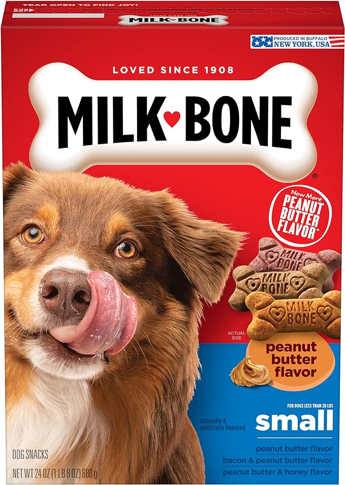 Milk-Bone Peanut Butter Flavor Dog Treats for Small Dogs, 24 Ounce (Pack of 12), Crunchy Texture Helps Freshen Breath