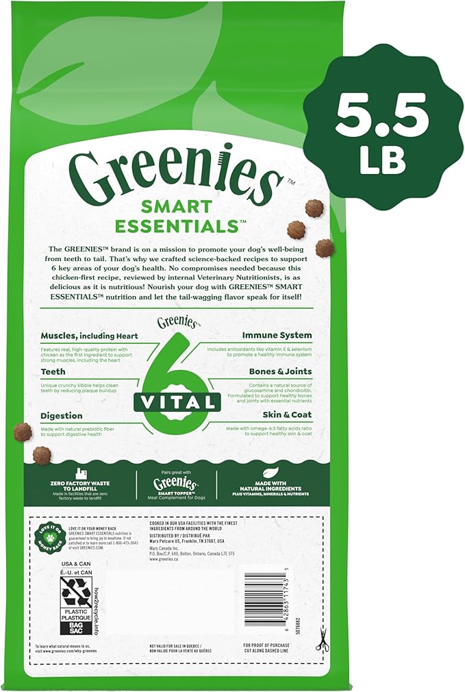 Greenies Smart Essentials Small Breed Adult High Protein Dry Dog Food Real Chicken & Rice Recipe, 5.5 lb. Bag