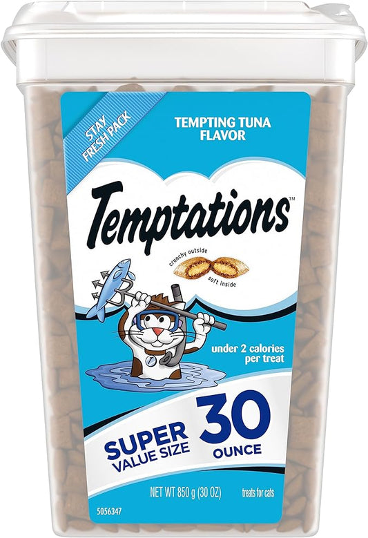 Temptations Classic Crunchy and Soft Cat Treats Tempting Tuna Flavor, 30 oz. Tub