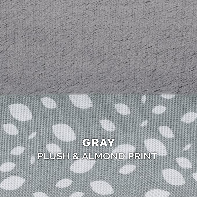 Furhaven Memory Foam Dog Bed for Large Dogs w/ Removable Bolsters & Washable Cover, For Dogs Up to 95 lbs - Plush & Almond Print L Shaped Chaise - Gray Almonds, Jumbo/XL