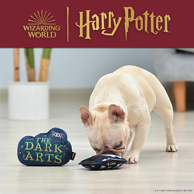 Harry Potter 2 Piece Dog Toy Set 6" You Know Who Plush Figure Toy and Dark Arts Plush Silhouette Flat Toy Official Pet Toys and Accessories | Voldemort Dog Toy (FF22715)