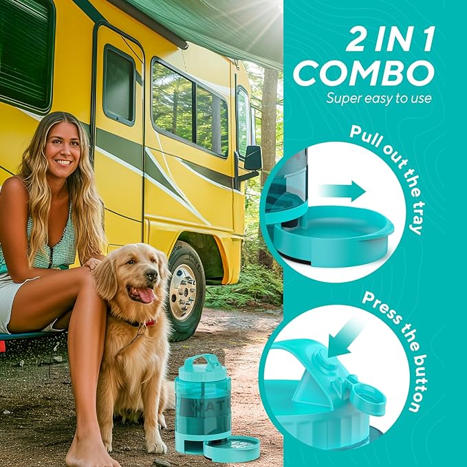 Dog Water Bowl Dispenser, Travel Dog Bowls for Camping Dog Park Hiking, 77OZ Dog Water Dispenser with Pull-Out Travel Water Bowls for Dogs,Dog Travel Water Bowl Dispenser Pet Dog Water Bottle,BPA Free