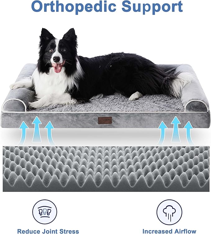 28" Dog Beds for Medium Sized Dog, Waterproof Medium Dog Beds with Memory Foam Bolster, Washable Medium Dog Couch Bed with Removable Cover Up to 35 LBS