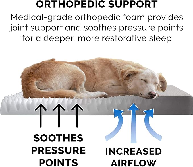 Furhaven Orthopedic Dog Bed for Large/Medium Dogs w/ Removable Washable Cover, For Dogs Up to 55 lbs - Sherpa & Suede Mattress - Gray, Large