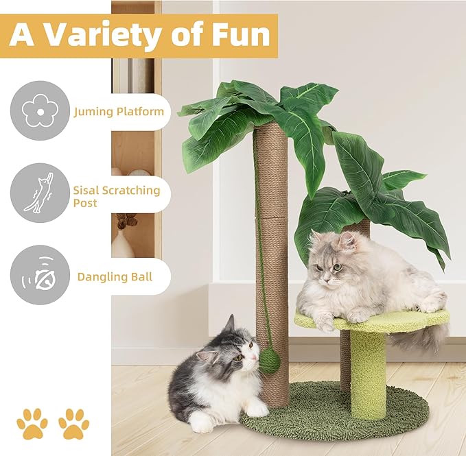 Cat Scratching Post with Flower Bed Cute Cat Scratcher with Sisal Dangling Ball Small Cat Tree for Indoor Cats Perch Cat Tower for Large Adult Cats and Kittens