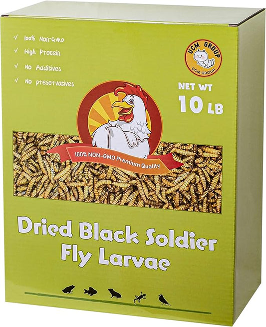 UCM Group 10LB Dried Black Soldier Fly Larvae for Chickens, Birds and Small Pets