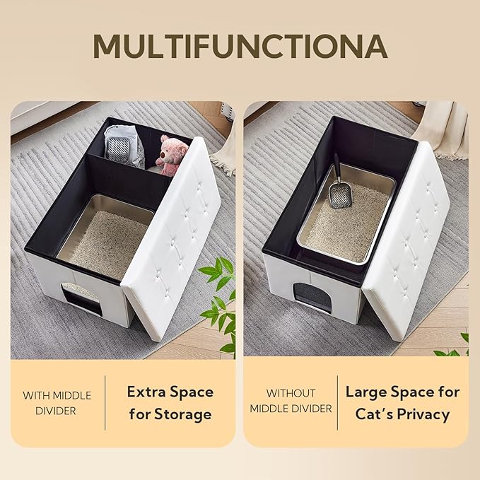 MEEXPAWS Cat Litter Box Enclosure Furniture Hidden, Cat Washroom Bench Storage Cabinet | Extra Large 36'' x 20'' x 20''| Dog Proof | Waterproof Inside/Easy Clean | Easy Assembly | Odor Control