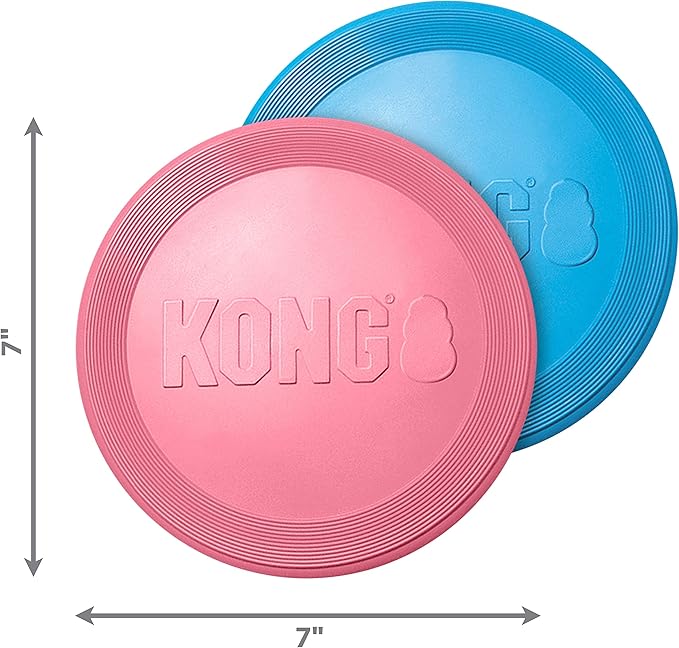 KONG Puppy Flyer - Soft Rubber Flyer Dog Toy - Flying Disc Dog Toy for Puppies - Gentle Rubber Toy for Growing Puppies - for Small Puppies - Assorted Colors