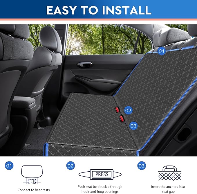 Dog Car Seat Cover Dog Seat Cover for Back Seat Scratch Prevention Dog Hammock Protects Against Dirt Dog Seat Covers for Cars Fits for Small SUVs and Trucks 60"x 64", Blue