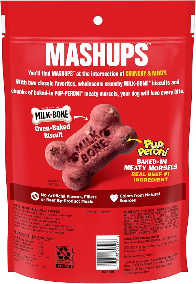 Milk-Bone and Pup-Peroni Mashups Dog Treats, 10 Ounce (Pack of 5), Crunchy Biscuit with Meaty Morsels