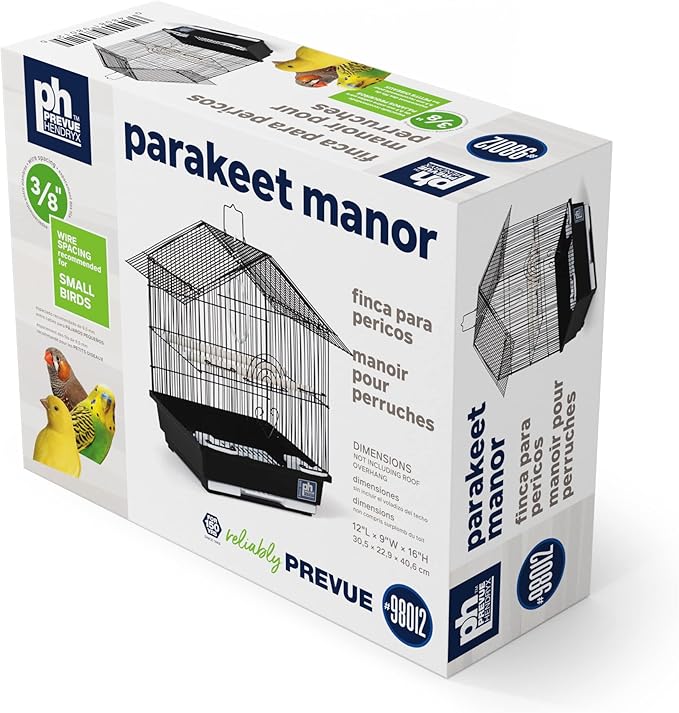 Prevue Pet Products Parakeet Manor Bird Cage with Handle for Home or Travel, Black