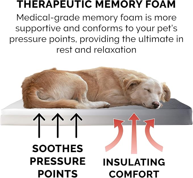 Furhaven Memory Foam Dog Bed for Large Dogs w/ Removable Washable Cover, For Dogs Up to 125 lbs - Terry & Suede Mattress - Gray, Jumbo Plus/XXL