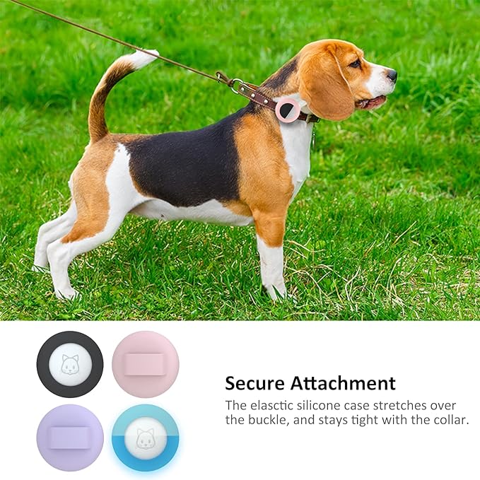 2022 Airtag Cat Collar Holder, Small Air tag Cat Collar Holder Compatible with Apple Airtag GPS Tracker, 2Pack Waterproof Case Cover for Cat Dog Pet Collar Within 3/8 inch (Black&Pink&Purple&Lumiblue)