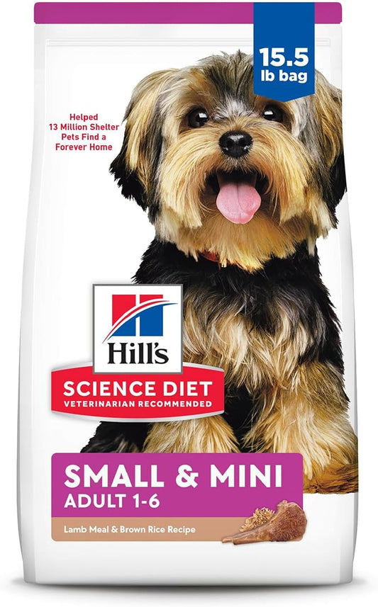 Hill's Science Diet Small & Mini, Adult 1-6, Small & Mini Breeds Premium Nutrition, Dry Dog Food, Lamb & Brown Rice, 15.5 lb Bag