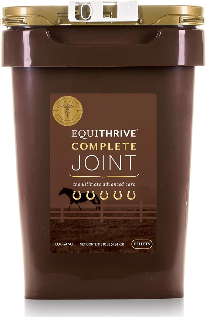 Equithrive Complete Joint Supplement Pellets with Resveratrol, Glucosamine, Chondroitin, Hyaluronic Acid and MSM for Horses in Training and Competition and Senior Horses, 10 lbs